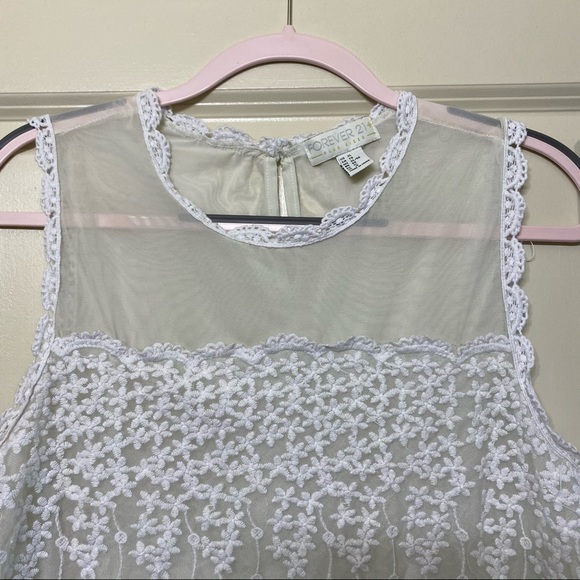 White Forever 21 sheer floral lace tank - Picture 3 of 3